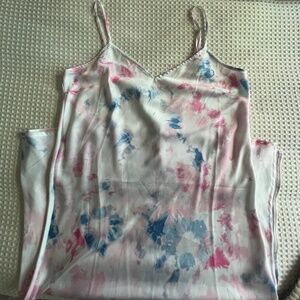 Pink & Blue tie dye satiny dress